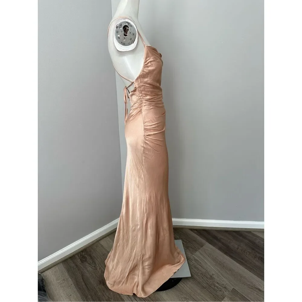 Shona Joy Womens Cowl Neck La Lune Lace-up Back Maxi Dress Dessert Size 2 $360_6